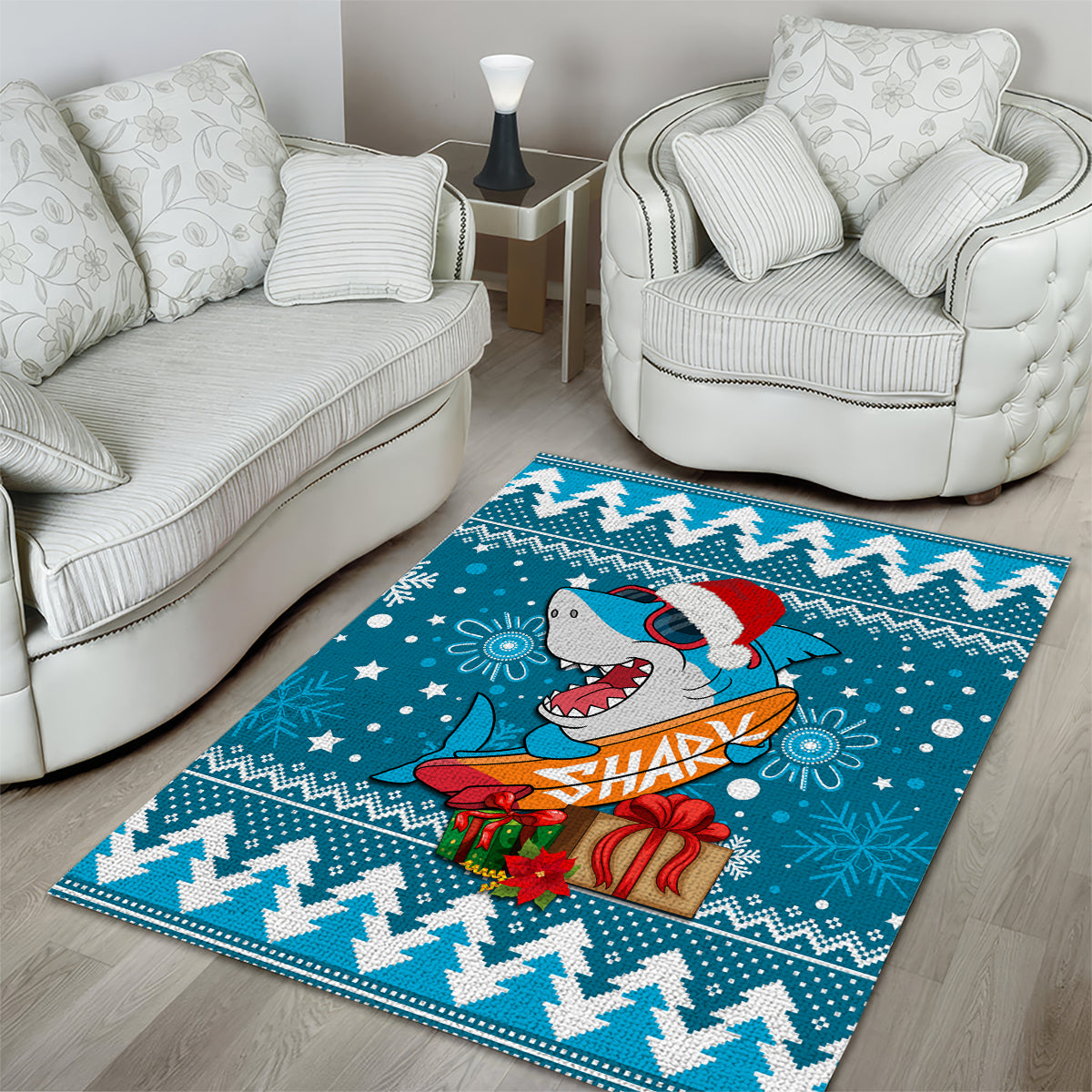 Sharks Rugby Area Rug Chirstmas Vibe 2023 - Vibe Hoodie Shop