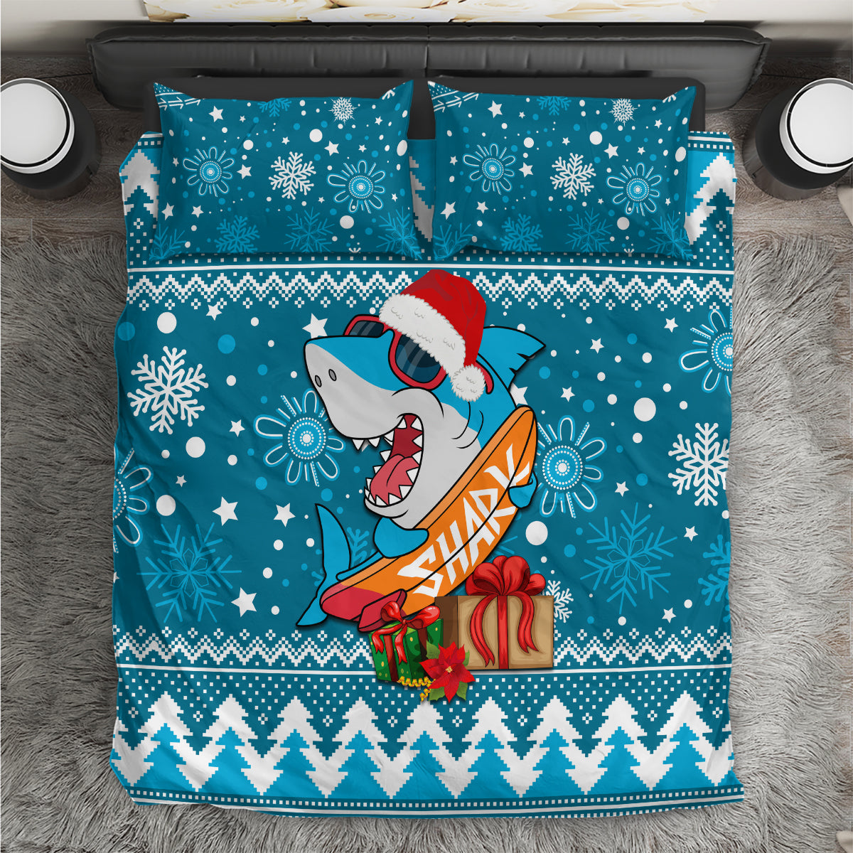 Sharks Rugby Bedding Set Chirstmas Vibe 2023 - Vibe Hoodie Shop