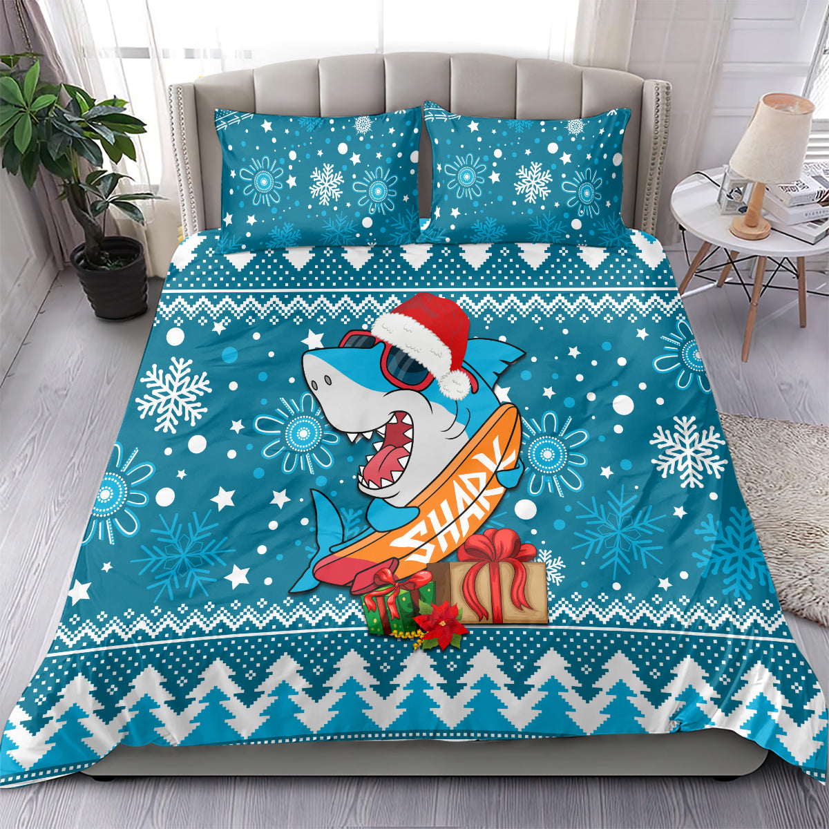 Sharks Rugby Bedding Set Chirstmas Vibe 2023 - Vibe Hoodie Shop
