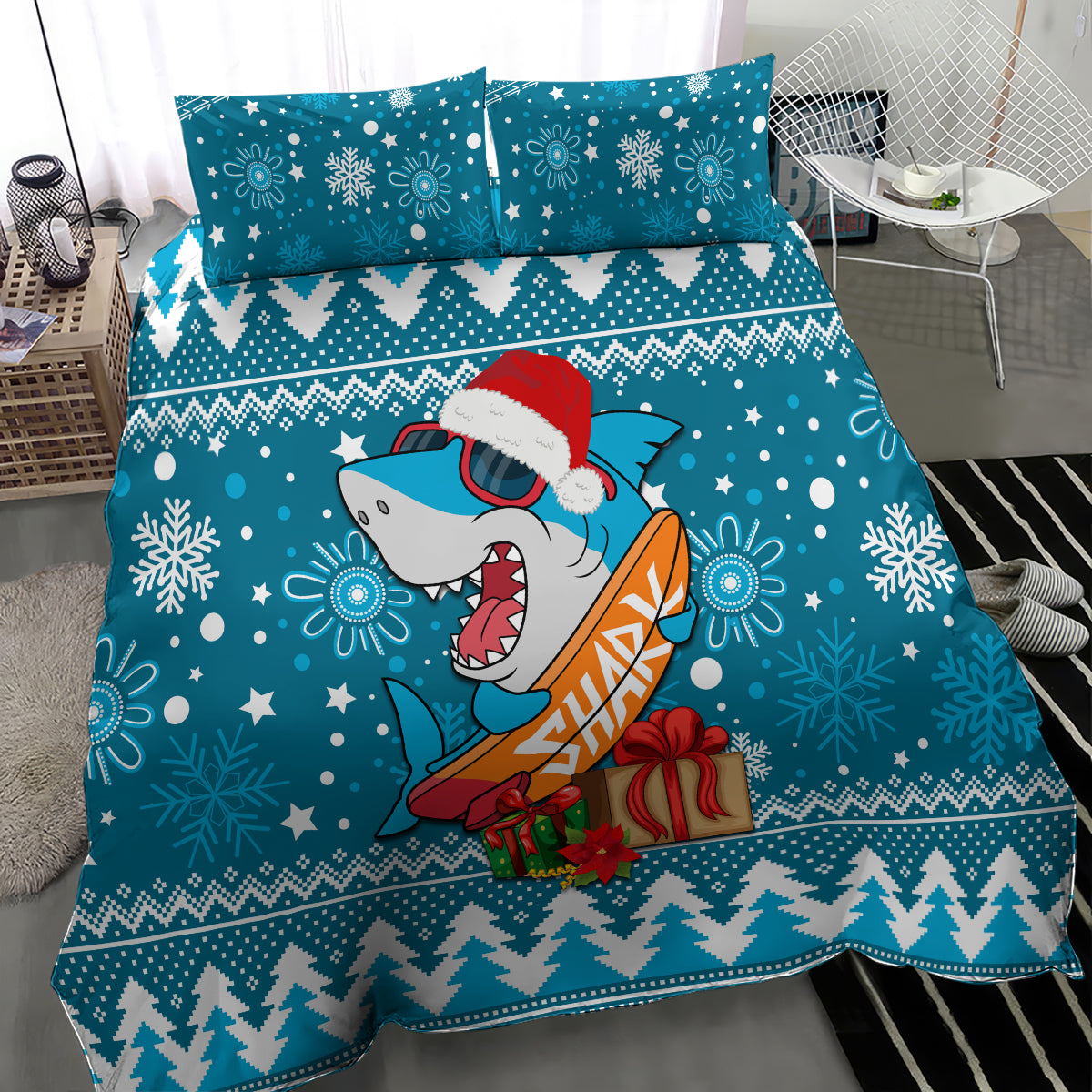 Sharks Rugby Bedding Set Chirstmas Vibe 2023 - Vibe Hoodie Shop