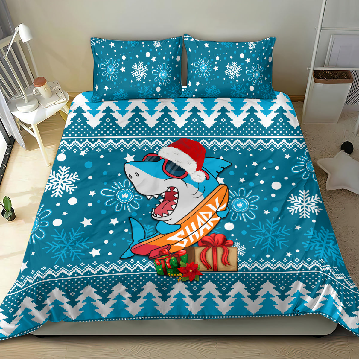 Sharks Rugby Bedding Set Chirstmas Vibe 2023 - Vibe Hoodie Shop