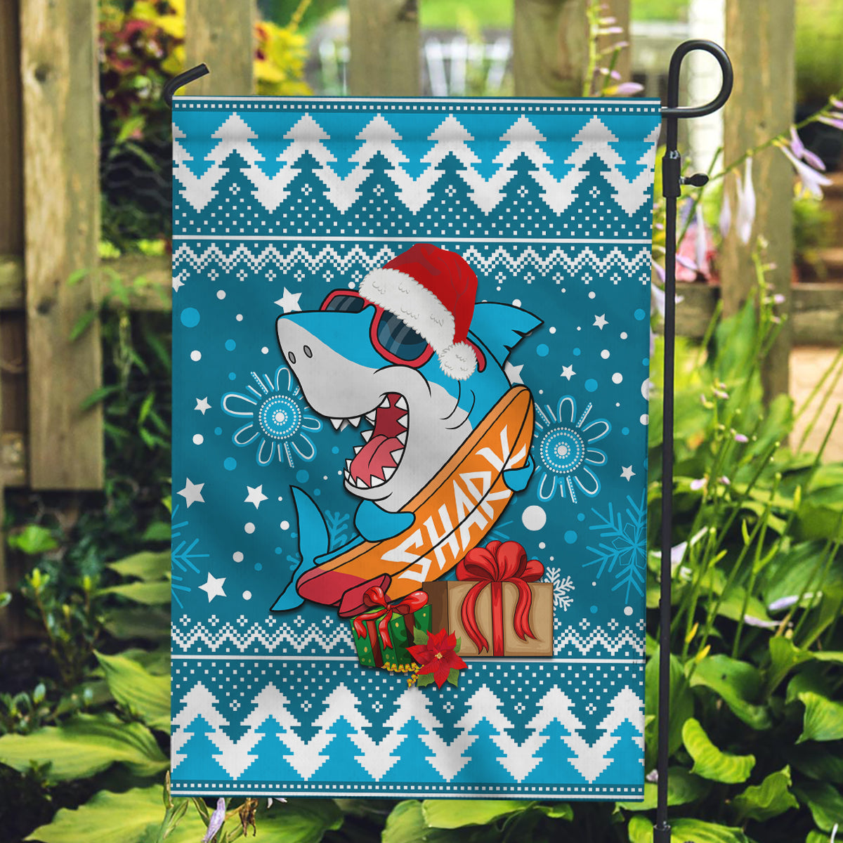 Sharks Rugby Garden Flag Chirstmas Vibe 2023 - Vibe Hoodie Shop