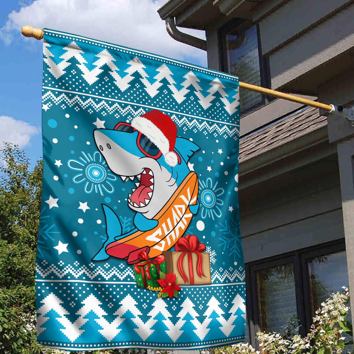 Sharks Rugby Garden Flag Chirstmas Vibe 2023 - Vibe Hoodie Shop