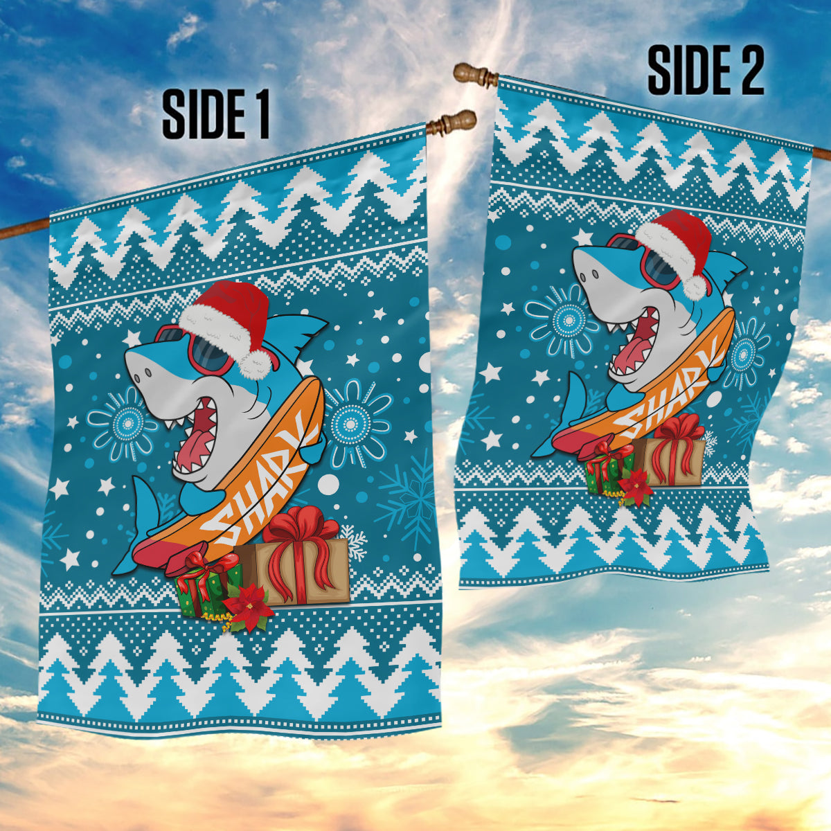 Sharks Rugby Garden Flag Chirstmas Vibe 2023 - Vibe Hoodie Shop