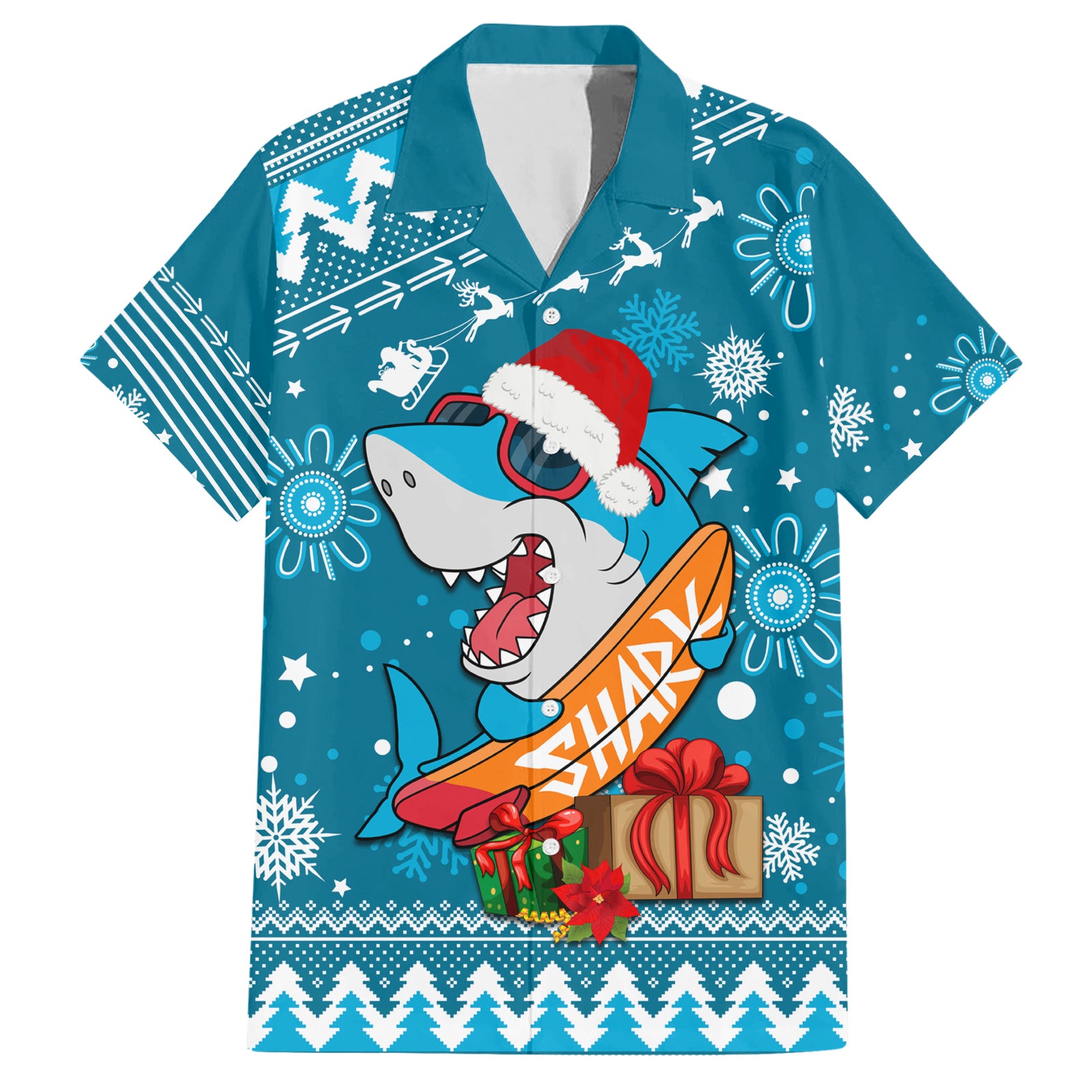 Sharks Rugby Hawaiian Shirt Chirstmas Vibe 2023 - Vibe Hoodie Shop