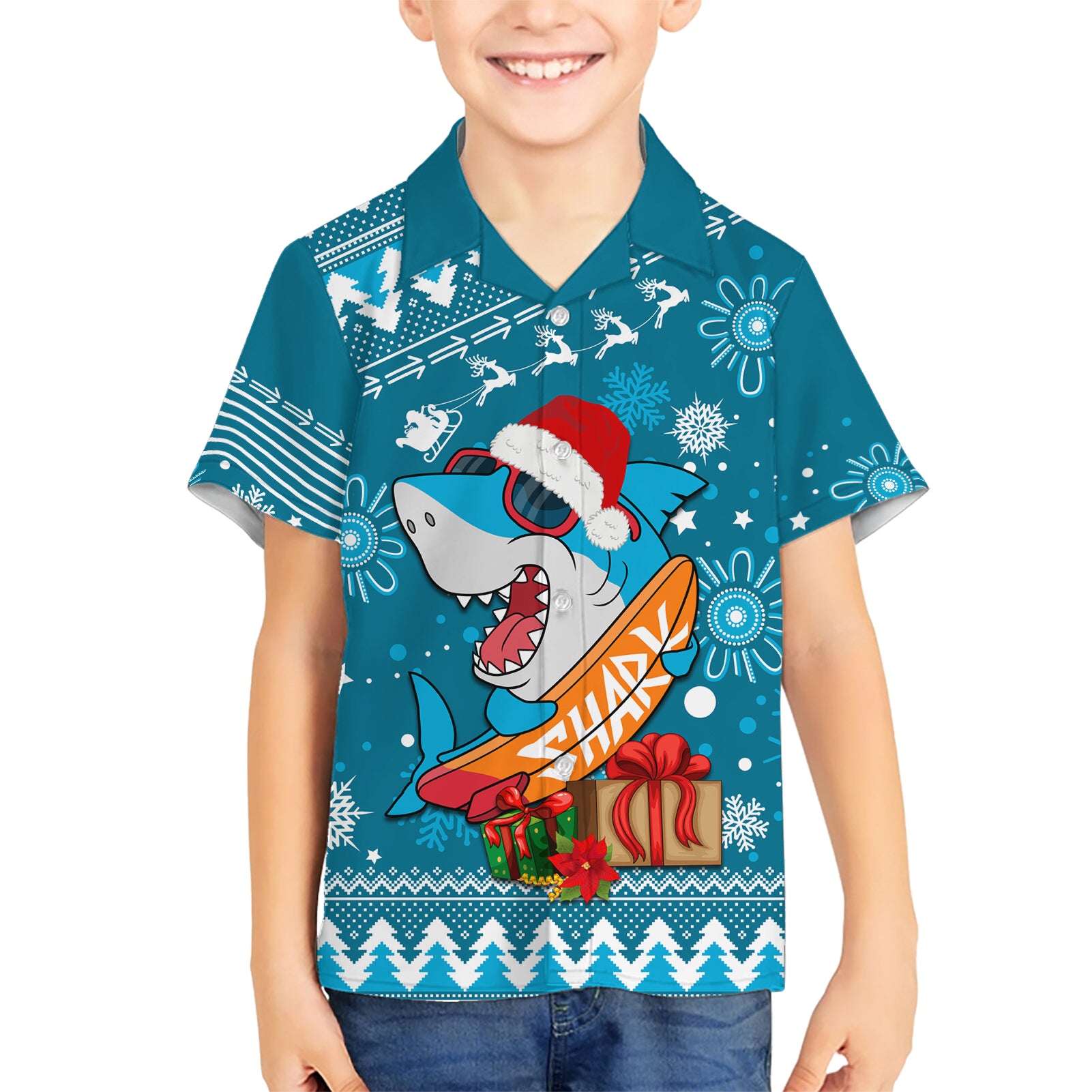 Sharks Rugby Hawaiian Shirt Chirstmas Vibe 2023 - Vibe Hoodie Shop