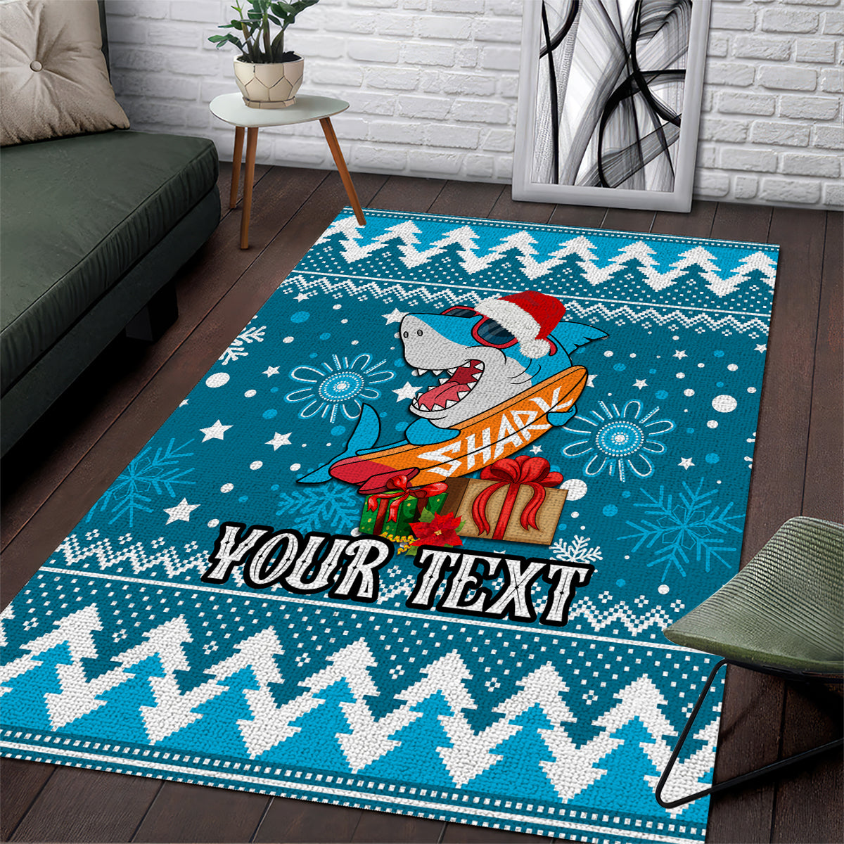 Custom Sharks Rugby Area Rug Chirstmas Vibe 2023 - Vibe Hoodie Shop