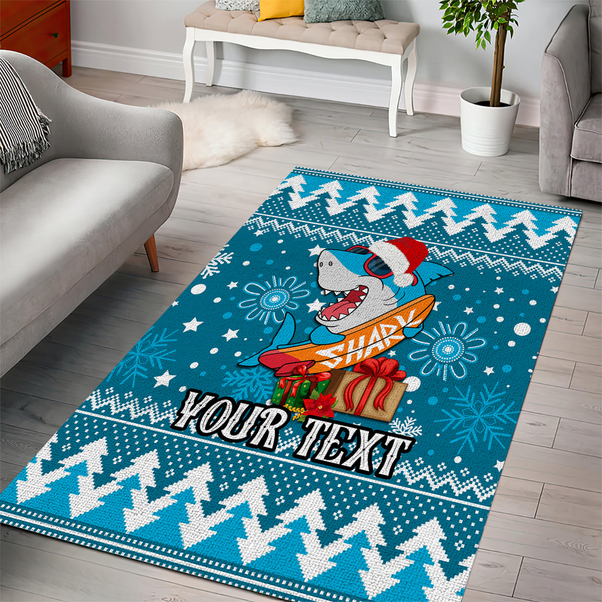 Custom Sharks Rugby Area Rug Chirstmas Vibe 2023 - Vibe Hoodie Shop