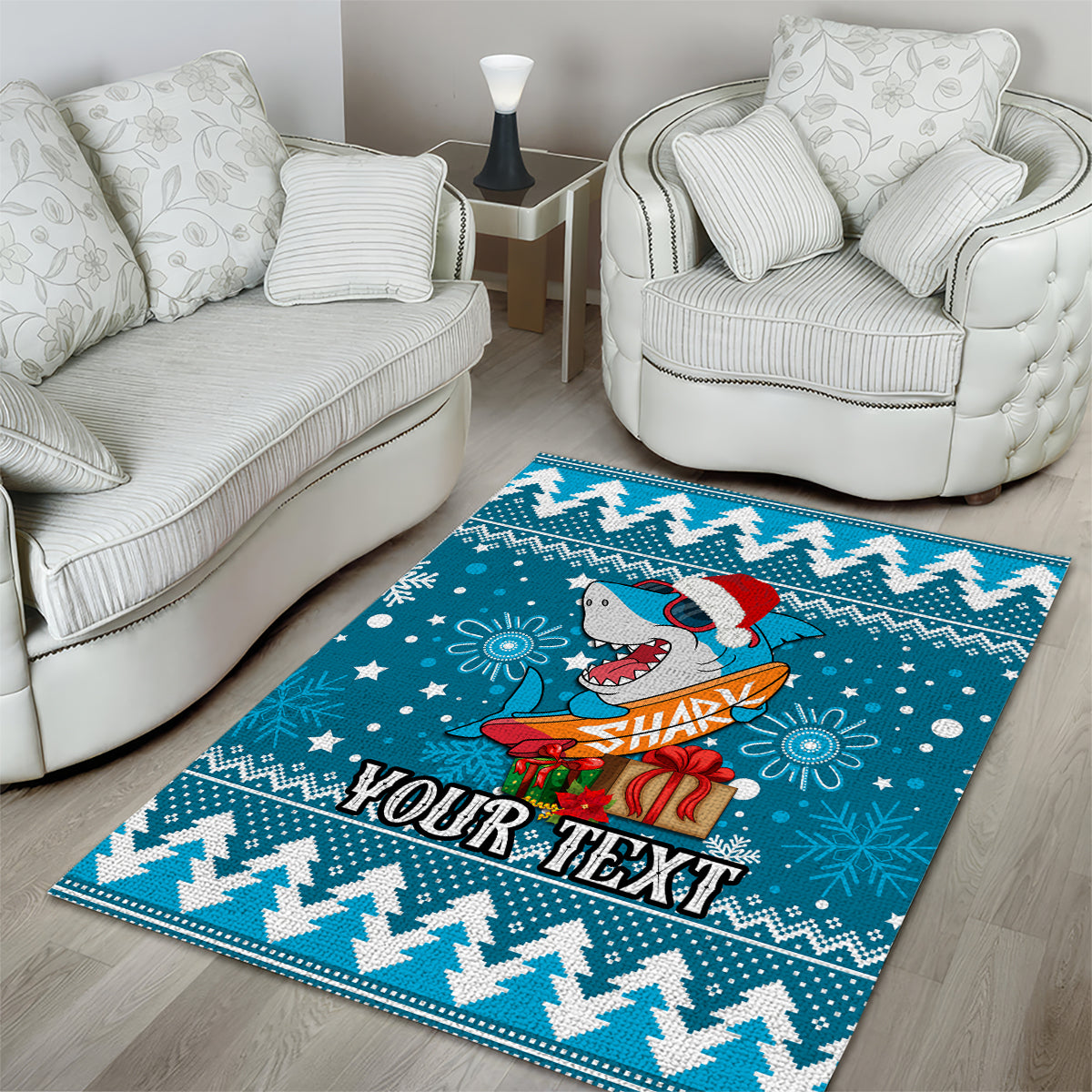 Custom Sharks Rugby Area Rug Chirstmas Vibe 2023 - Vibe Hoodie Shop