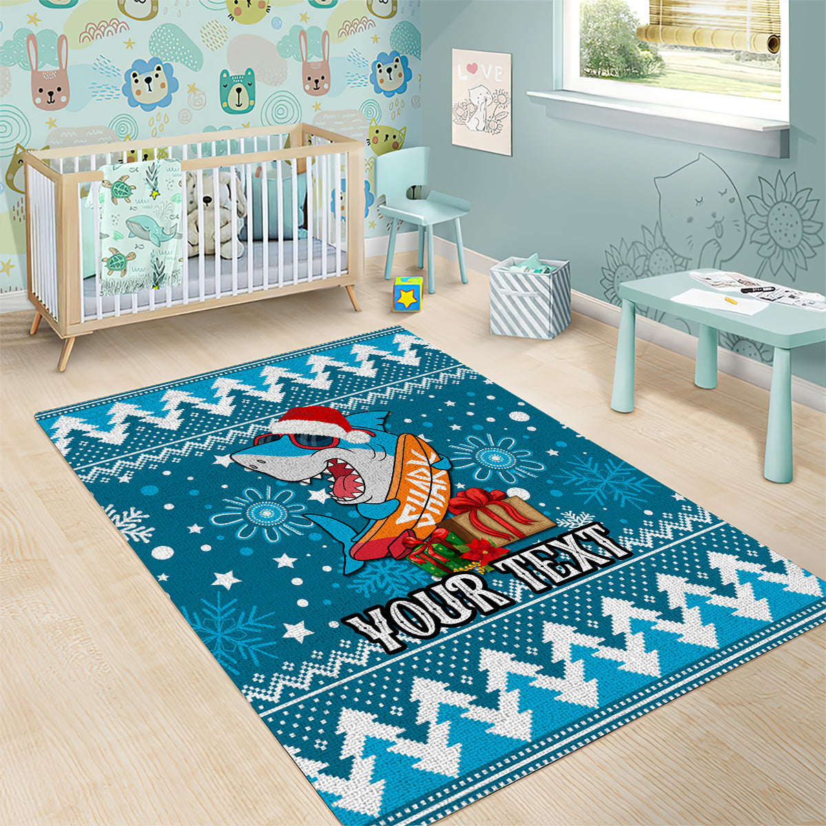 Custom Sharks Rugby Area Rug Chirstmas Vibe 2023 - Vibe Hoodie Shop