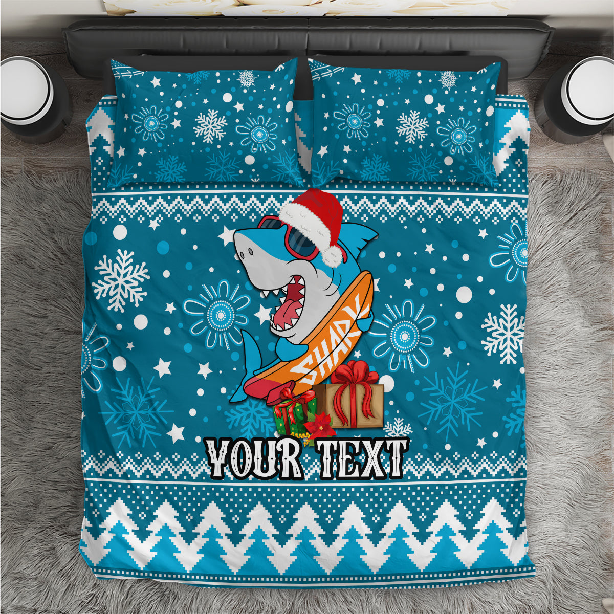Custom Sharks Rugby Bedding Set Chirstmas Vibe 2023 - Vibe Hoodie Shop