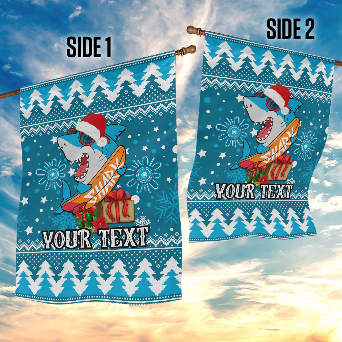 Custom Sharks Rugby Garden Flag Chirstmas Vibe 2023 - Vibe Hoodie Shop