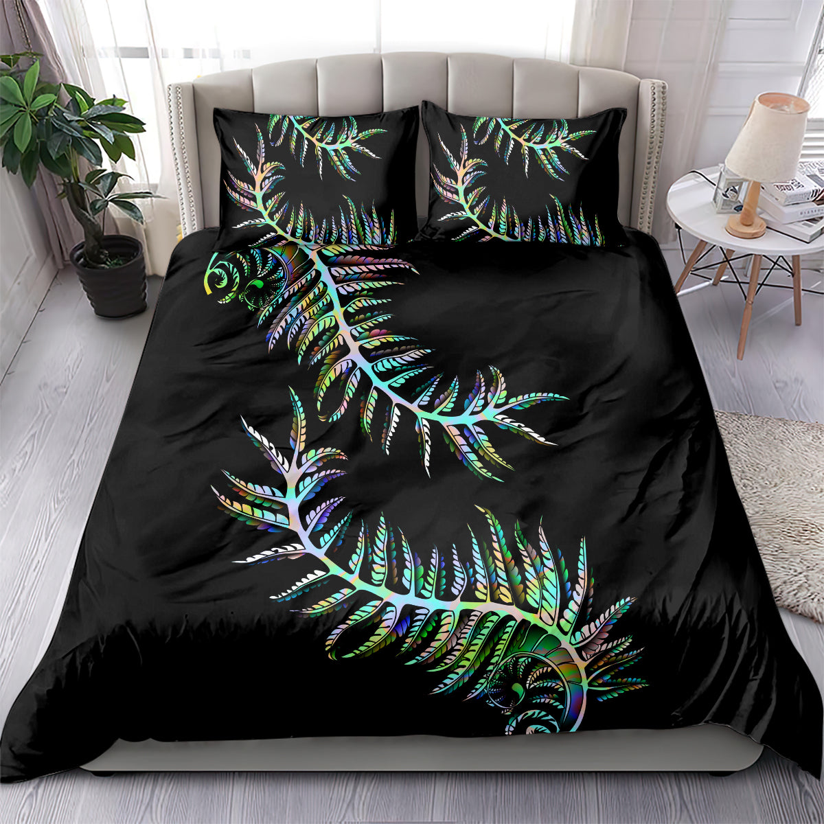 New Zealand Bedding Set Aotearoa Silver Fern Mixed Papua Shell Green Vibe - Vibe Hoodie Shop