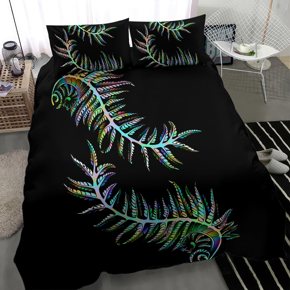 New Zealand Bedding Set Aotearoa Silver Fern Mixed Papua Shell Green Vibe - Vibe Hoodie Shop