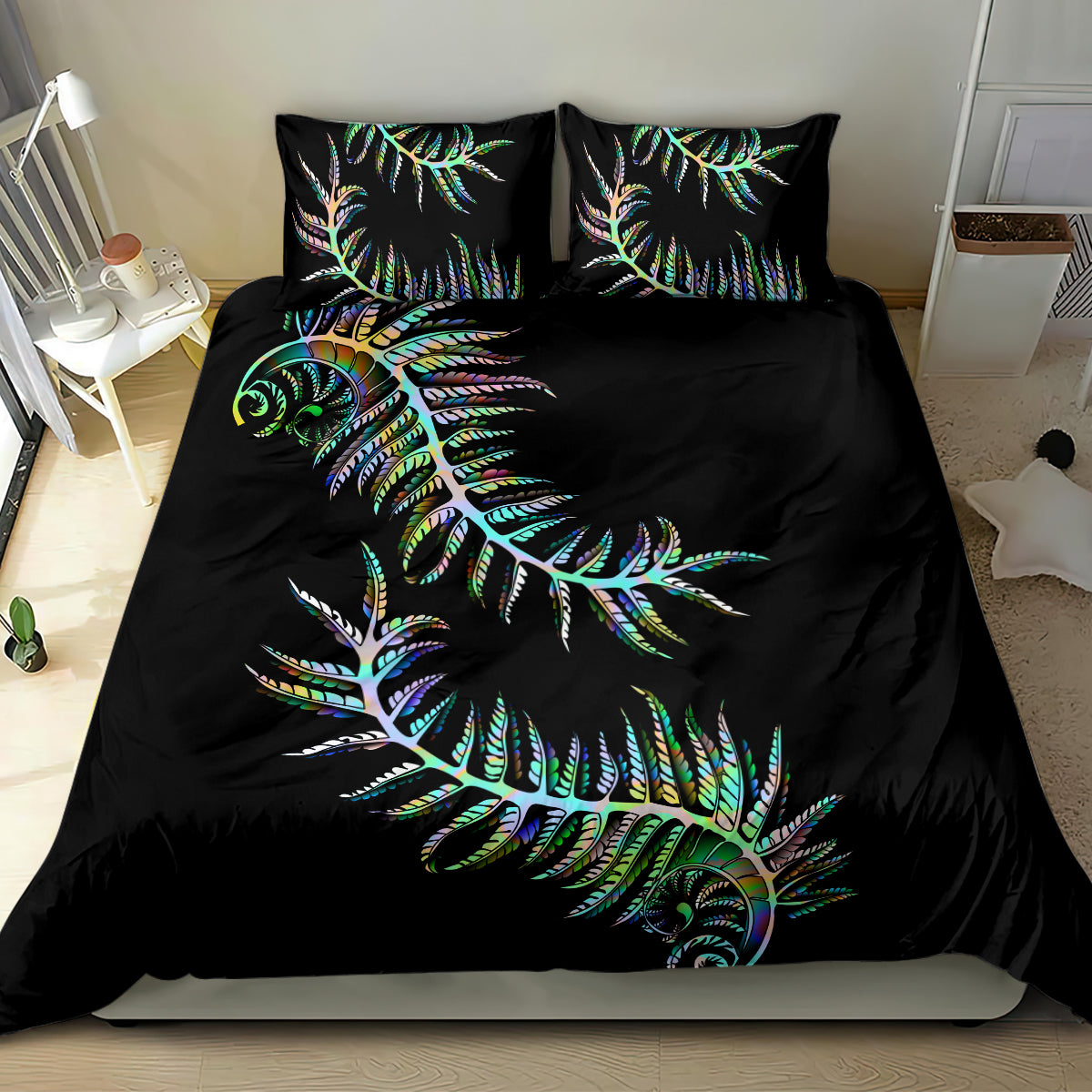 New Zealand Bedding Set Aotearoa Silver Fern Mixed Papua Shell Green Vibe - Vibe Hoodie Shop