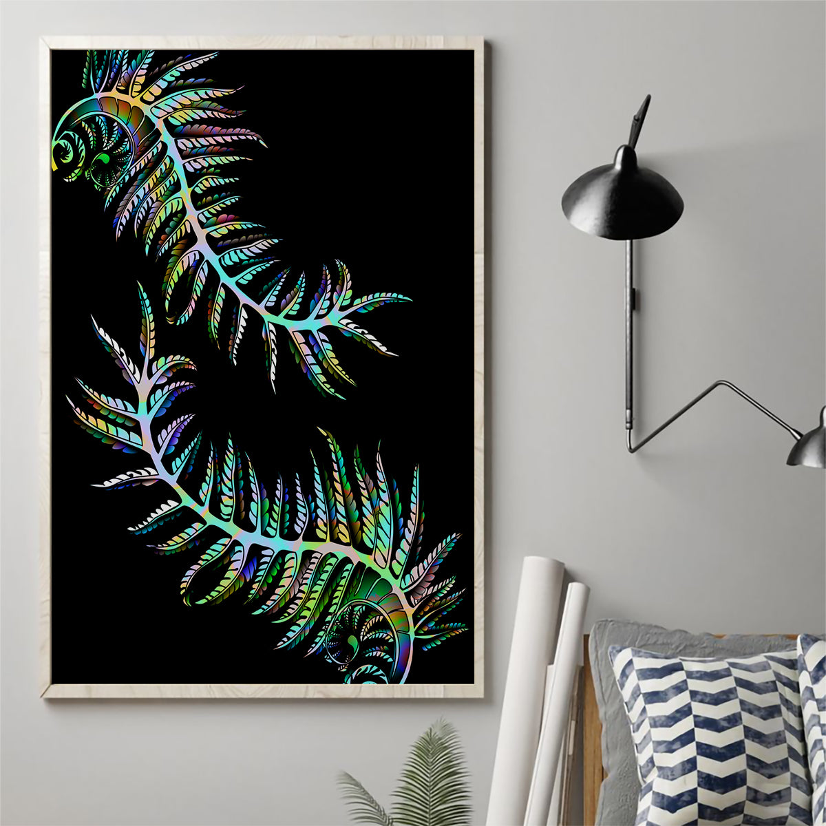 new-zealand-canvas-wall-art-aotearoa-silver-fern-mixed-papua-shell-green-vibe