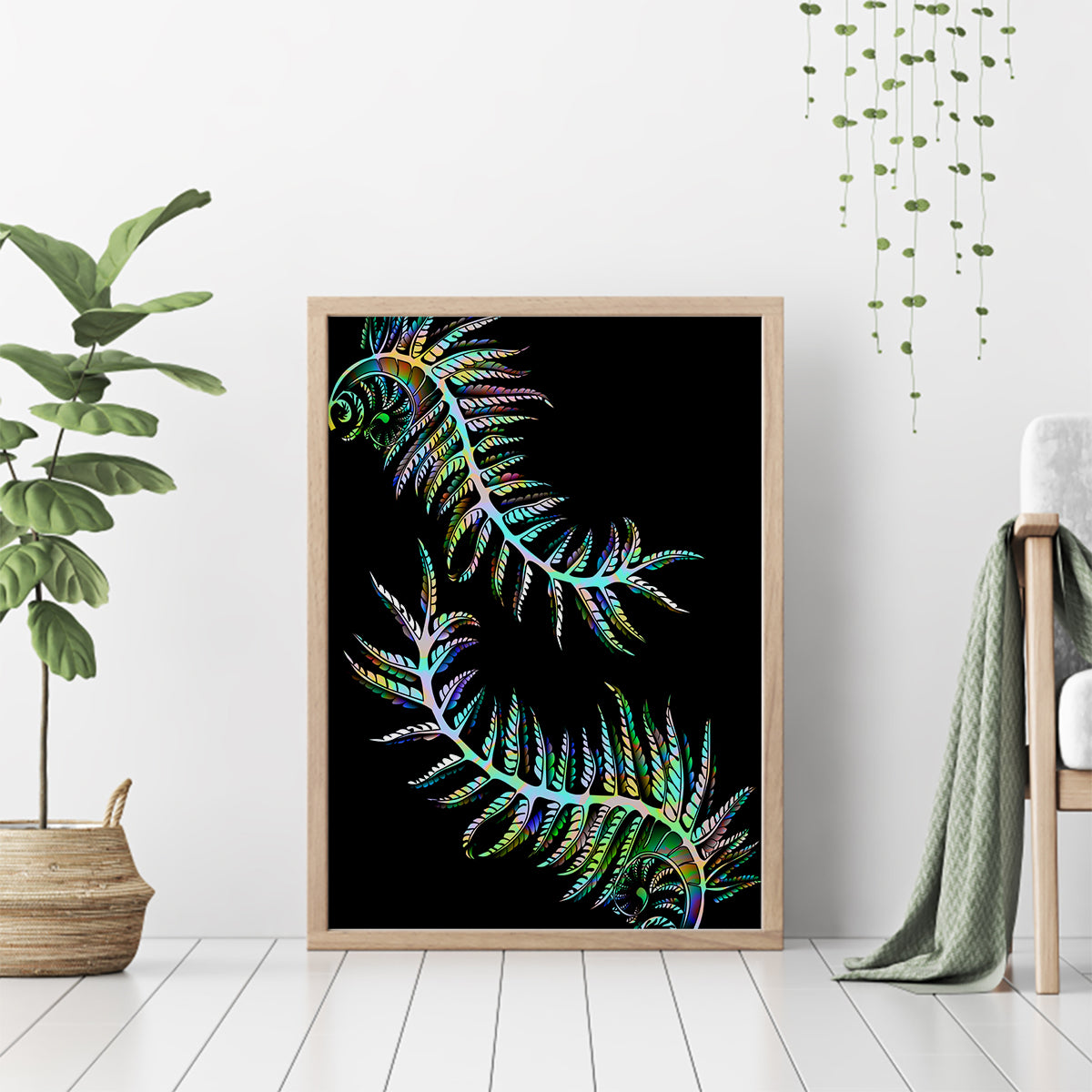 new-zealand-canvas-wall-art-aotearoa-silver-fern-mixed-papua-shell-green-vibe