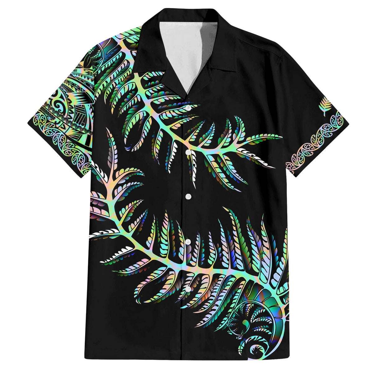 new-zealand-family-matching-long-sleeve-bodycon-dress-and-hawaiian-shirt-aotearoa-silver-fern-mixed-papua-shell-green-vibe