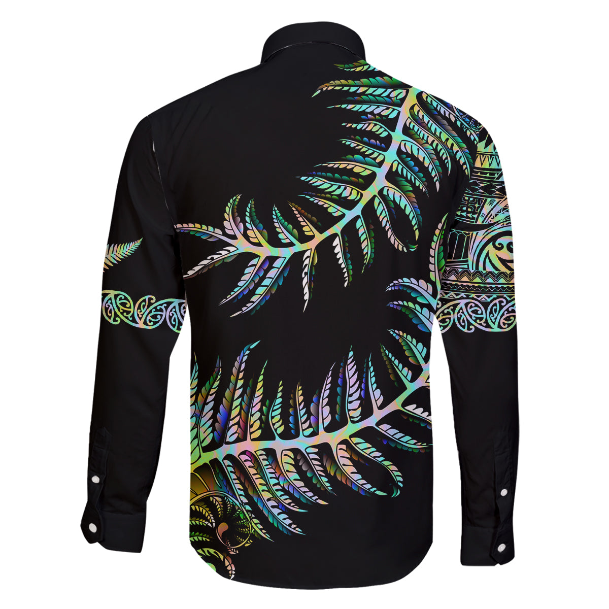 new-zealand-family-matching-long-sleeve-bodycon-dress-and-hawaiian-shirt-aotearoa-silver-fern-mixed-papua-shell-green-vibe