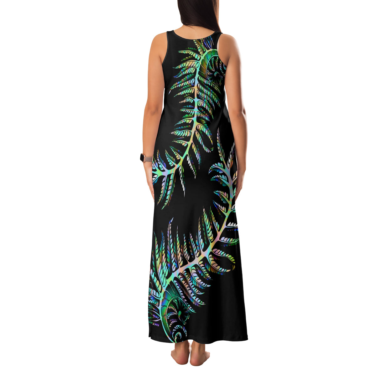 new-zealand-family-matching-tank-maxi-dress-and-hawaiian-shirt-aotearoa-silver-fern-mixed-papua-shell-green-vibe