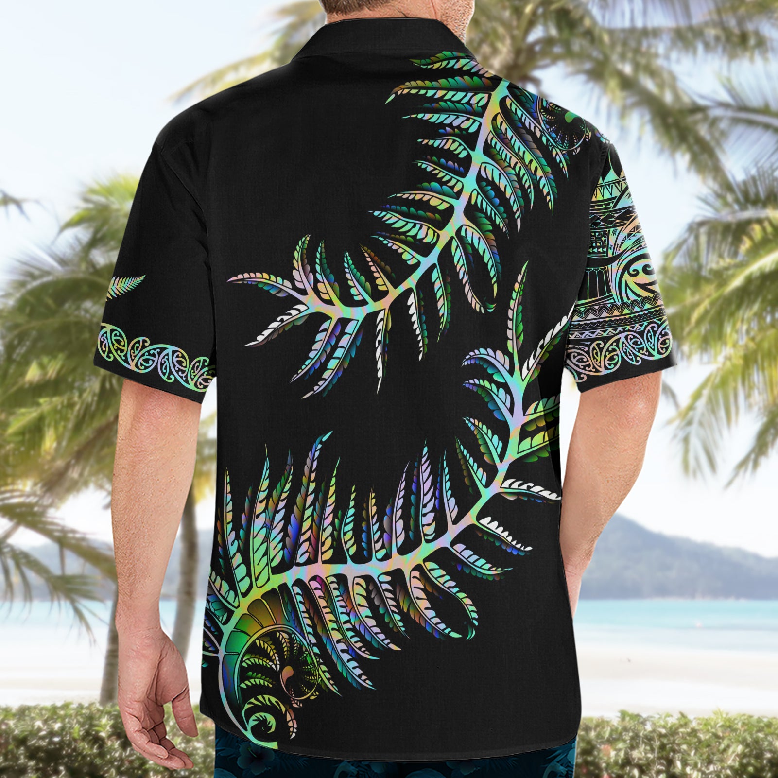 New Zealand Hawaiian Shirt Aotearoa Silver Fern Mixed Papua Shell Green Vibe - Vibe Hoodie Shop