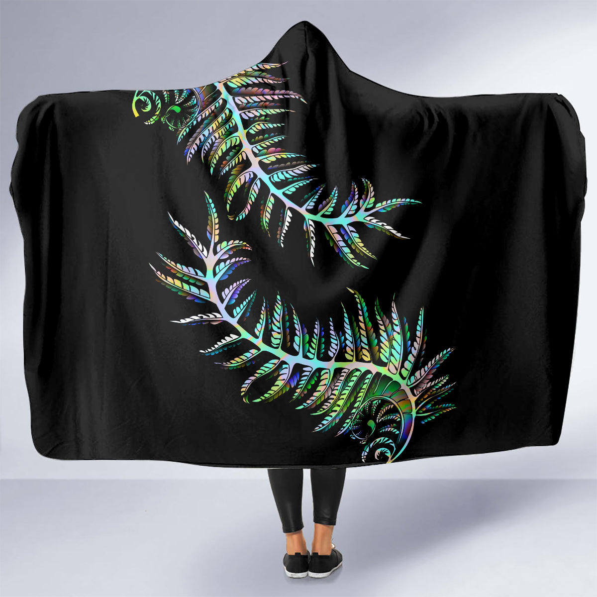 new-zealand-hooded-blanket-aotearoa-silver-fern-mixed-papua-shell-green-vibe