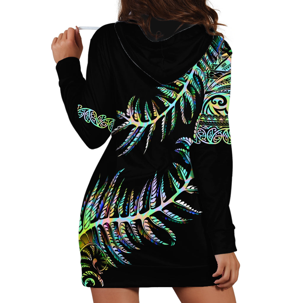 New Zealand Hoodie Dress Aotearoa Silver Fern Mixed Papua Shell Green Vibe - Vibe Hoodie Shop