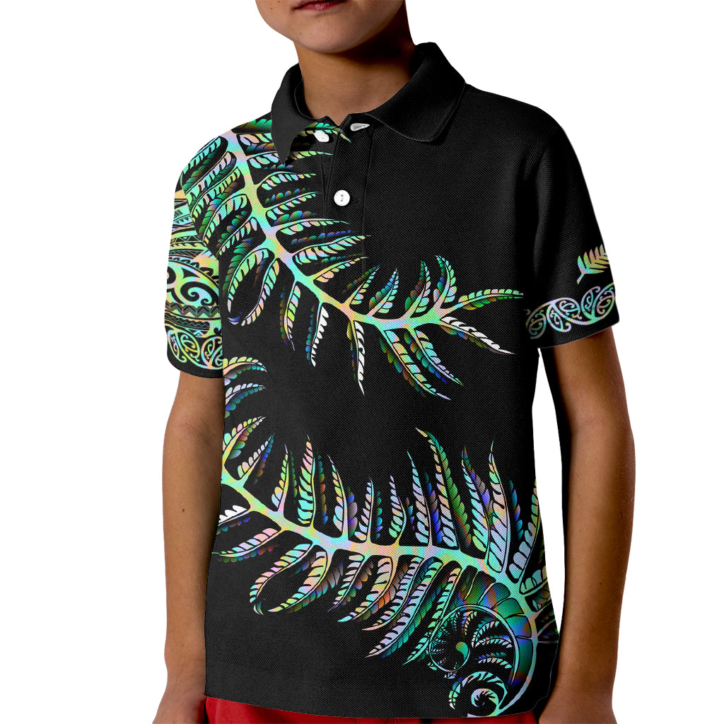 New Zealand Kid Polo Shirt Aotearoa Silver Fern Mixed Papua Shell Green Vibe - Vibe Hoodie Shop