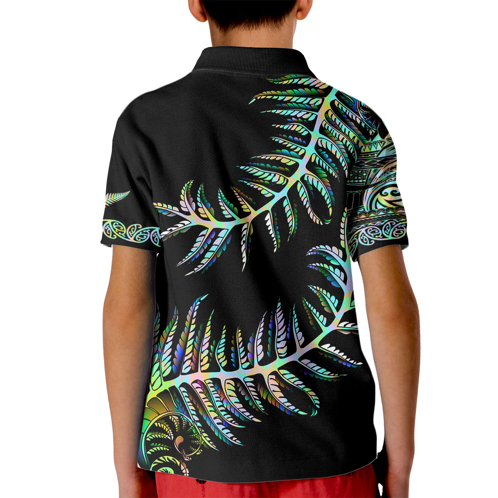 New Zealand Kid Polo Shirt Aotearoa Silver Fern Mixed Papua Shell Green Vibe - Vibe Hoodie Shop