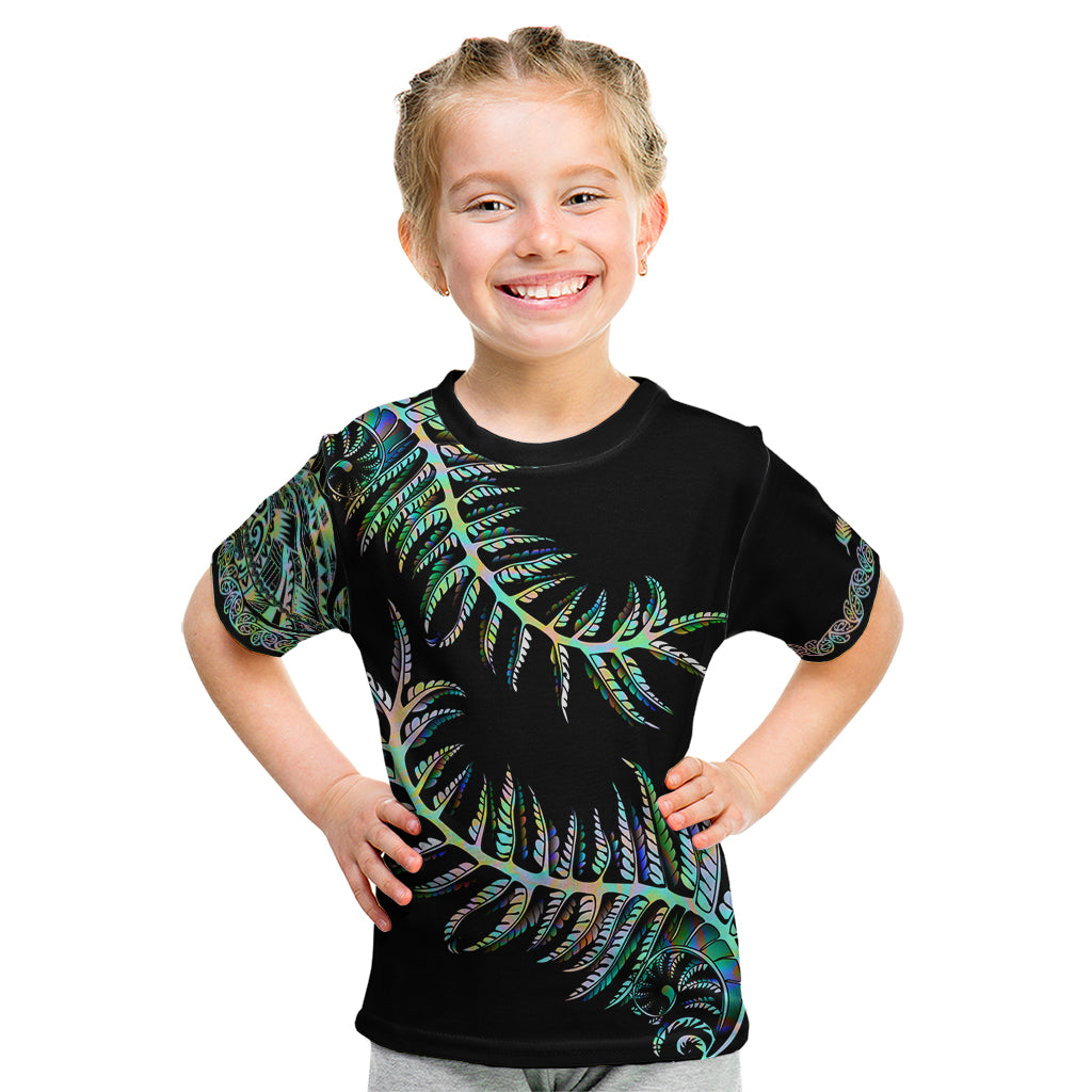 New Zealand Kid T Shirt Aotearoa Silver Fern Mixed Papua Shell Green Vibe - Vibe Hoodie Shop