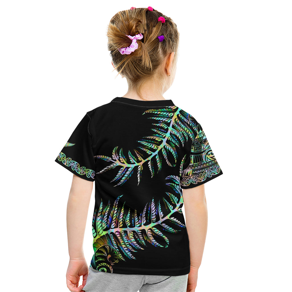 New Zealand Kid T Shirt Aotearoa Silver Fern Mixed Papua Shell Green Vibe - Vibe Hoodie Shop