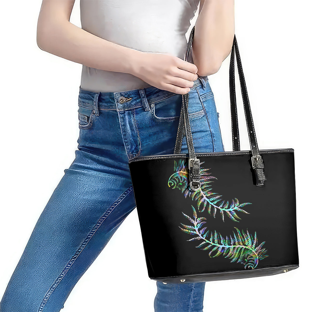 new-zealand-leather-tote-bag-aotearoa-silver-fern-mixed-papua-shell-green-vibe