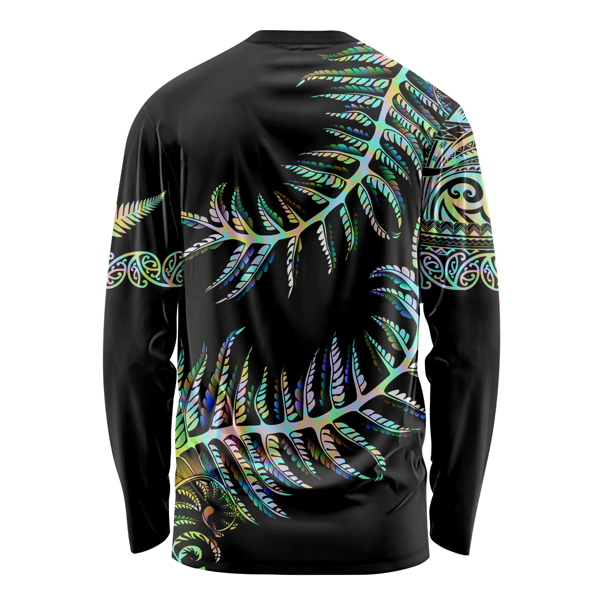 New Zealand Long Sleeve Shirt Aotearoa Silver Fern Mixed Papua Shell Green Vibe - Vibe Hoodie Shop