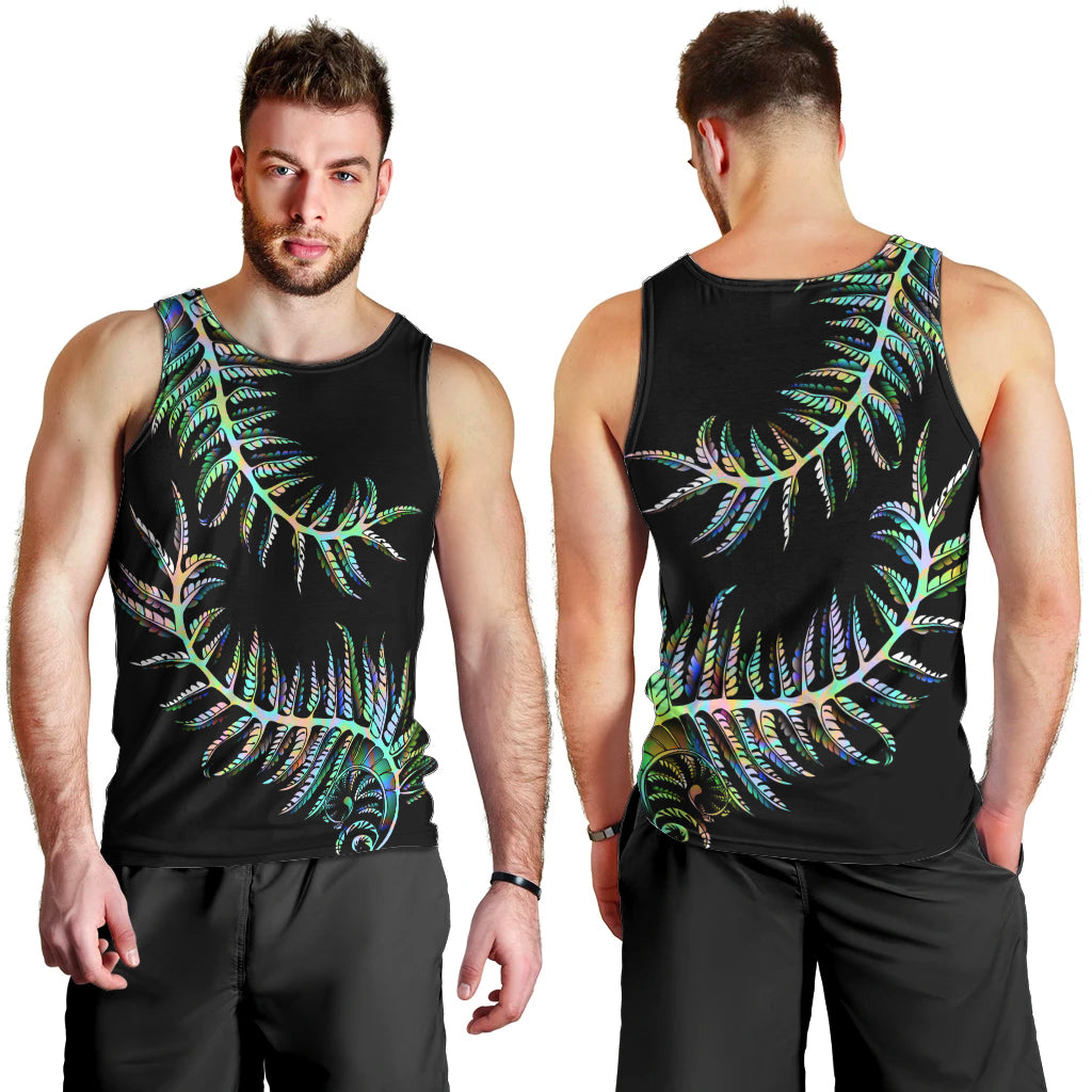 New Zealand Men Tank Top Aotearoa Silver Fern Mixed Papua Shell Green Vibe - Vibe Hoodie Shop