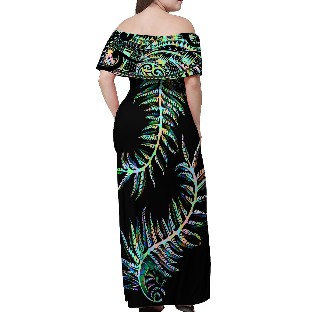 new-zealand-off-shoulder-maxi-dress-aotearoa-silver-fern-mixed-papua-shell-green-vibe