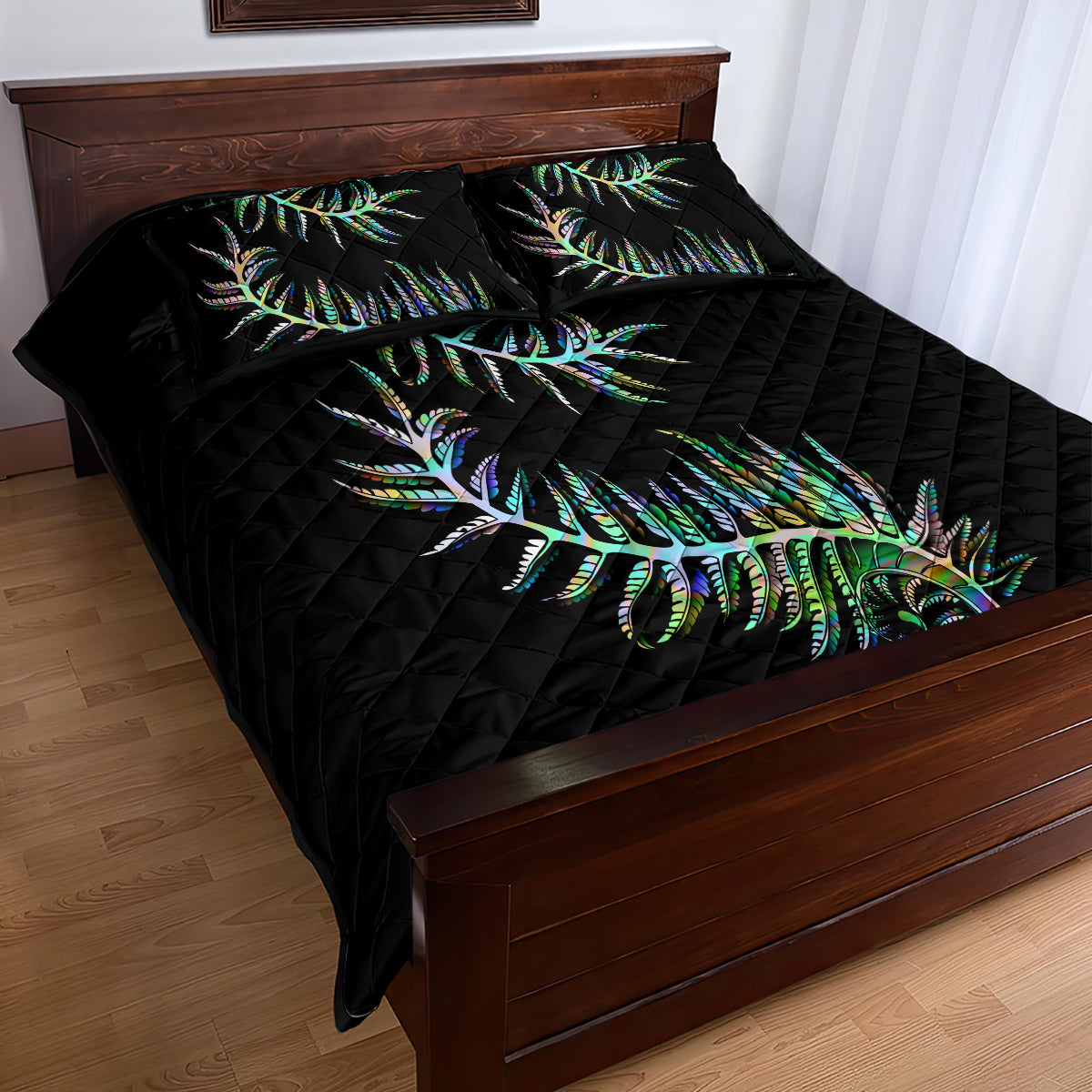 New Zealand Quilt Bed Set Aotearoa Silver Fern Mixed Papua Shell Green Vibe - Vibe Hoodie Shop