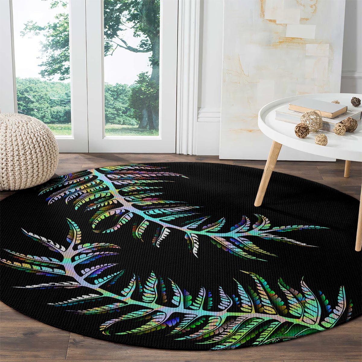 new-zealand-round-carpet-aotearoa-silver-fern-mixed-papua-shell-green-vibe