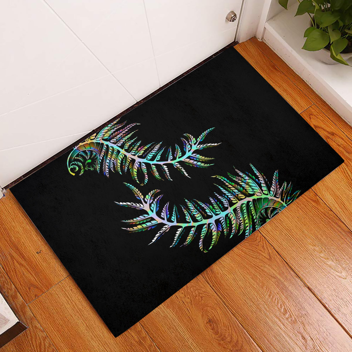 new-zealand-rubber-doormat-aotearoa-silver-fern-mixed-papua-shell-green-vibe