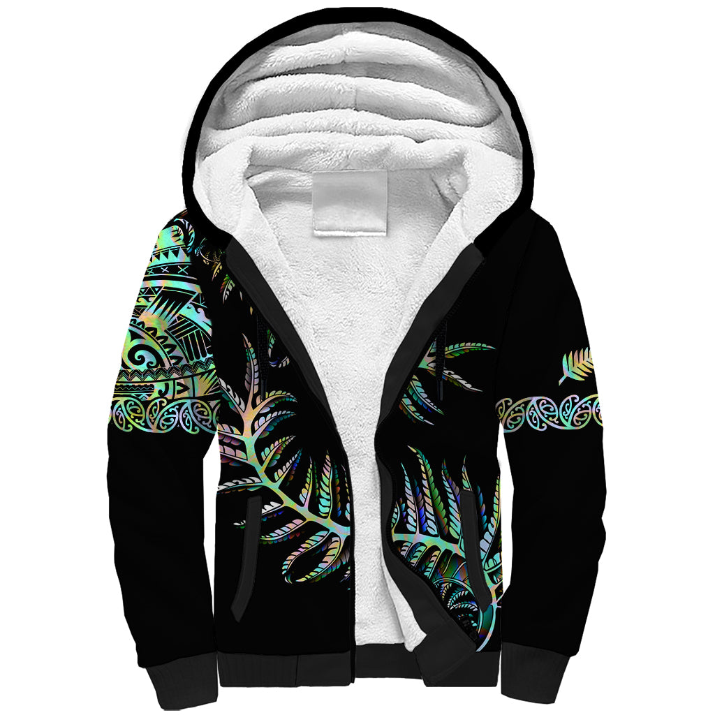 New Zealand Sherpa Hoodie Aotearoa Silver Fern Mixed Papua Shell Green Vibe - Vibe Hoodie Shop