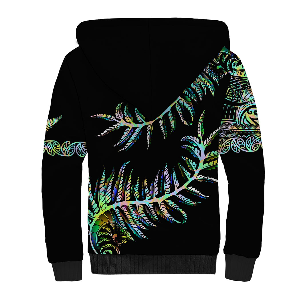 New Zealand Sherpa Hoodie Aotearoa Silver Fern Mixed Papua Shell Green Vibe - Vibe Hoodie Shop