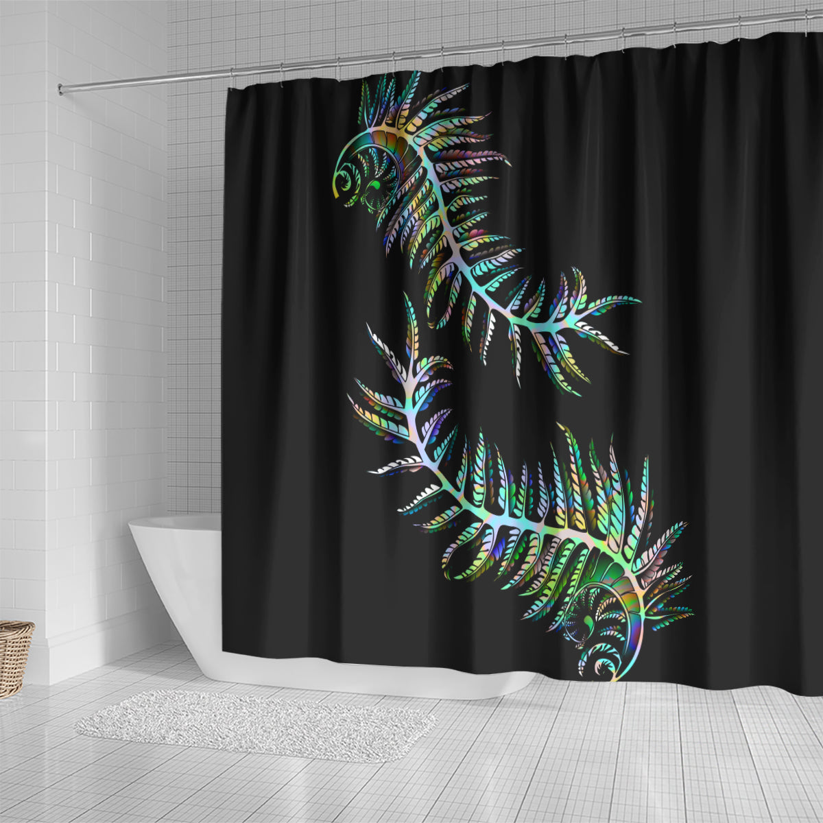 new-zealand-shower-curtain-aotearoa-silver-fern-mixed-papua-shell-green-vibe