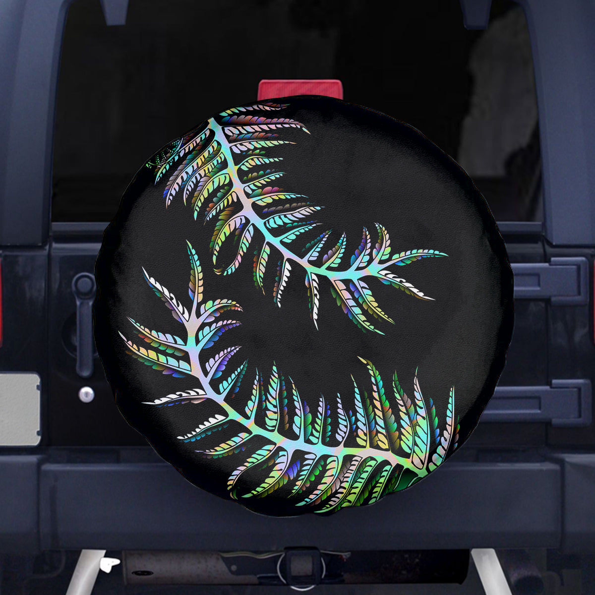 New Zealand Spare Tire Cover Aotearoa Silver Fern Mixed Papua Shell Green Vibe - Vibe Hoodie Shop