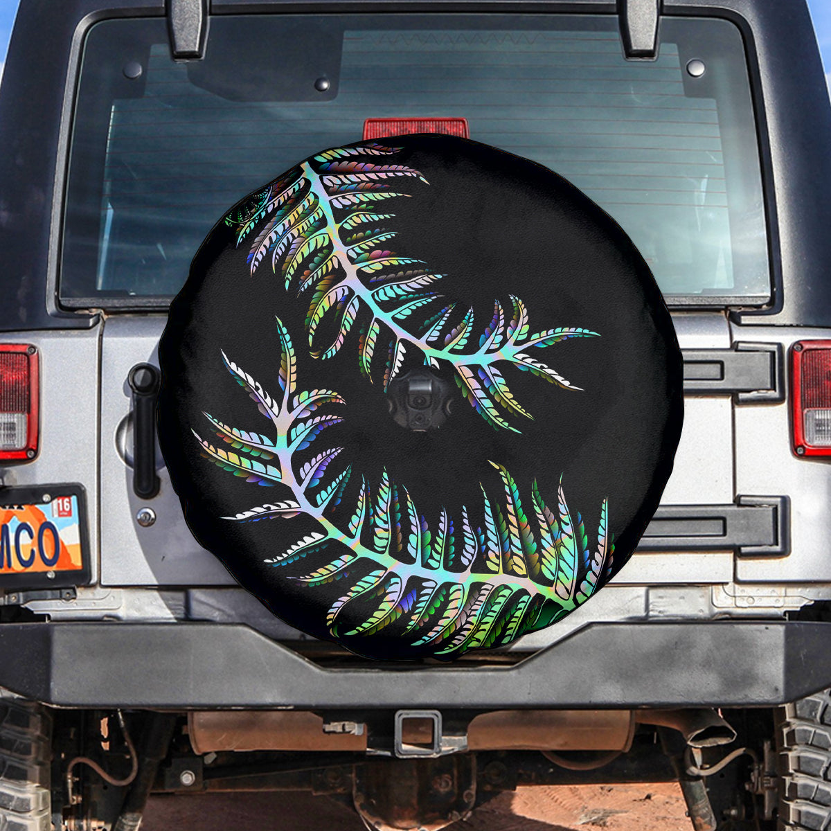 New Zealand Spare Tire Cover Aotearoa Silver Fern Mixed Papua Shell Green Vibe - Vibe Hoodie Shop