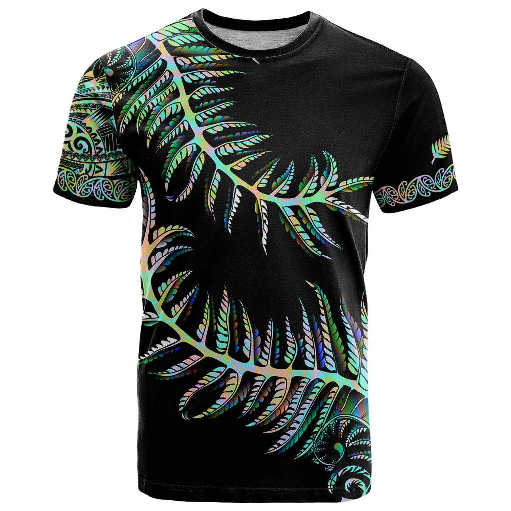 New Zealand T Shirt Aotearoa Silver Fern Mixed Papua Shell Green Vibe LT9 - Vibe Hoodie Shop