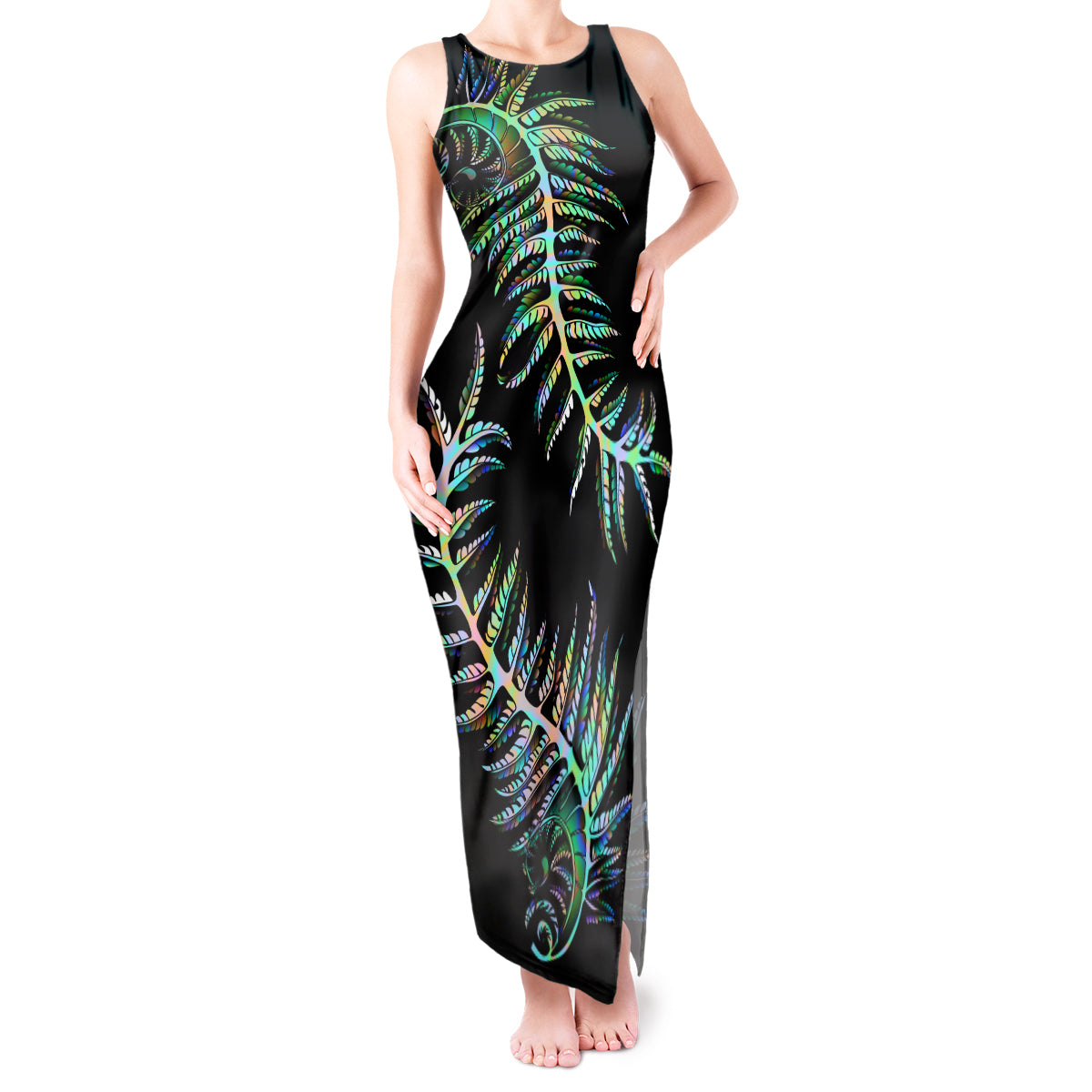 new-zealand-tank-maxi-dress-aotearoa-silver-fern-mixed-papua-shell-green-vibe