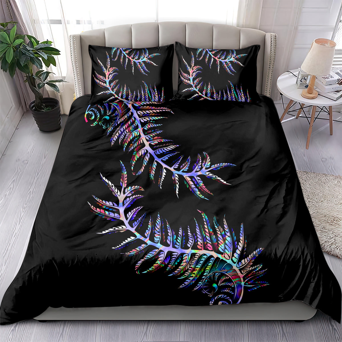 New Zealand Bedding Set Aotearoa Silver Fern Mixed Papua Shell Purple Vibe - Vibe Hoodie Shop