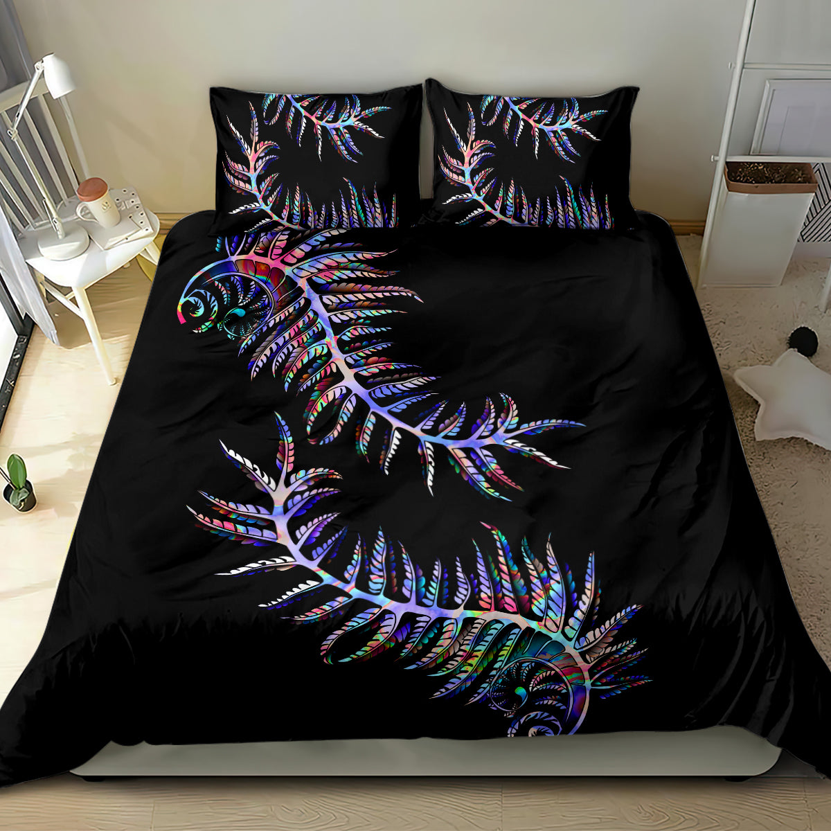 New Zealand Bedding Set Aotearoa Silver Fern Mixed Papua Shell Purple Vibe - Vibe Hoodie Shop