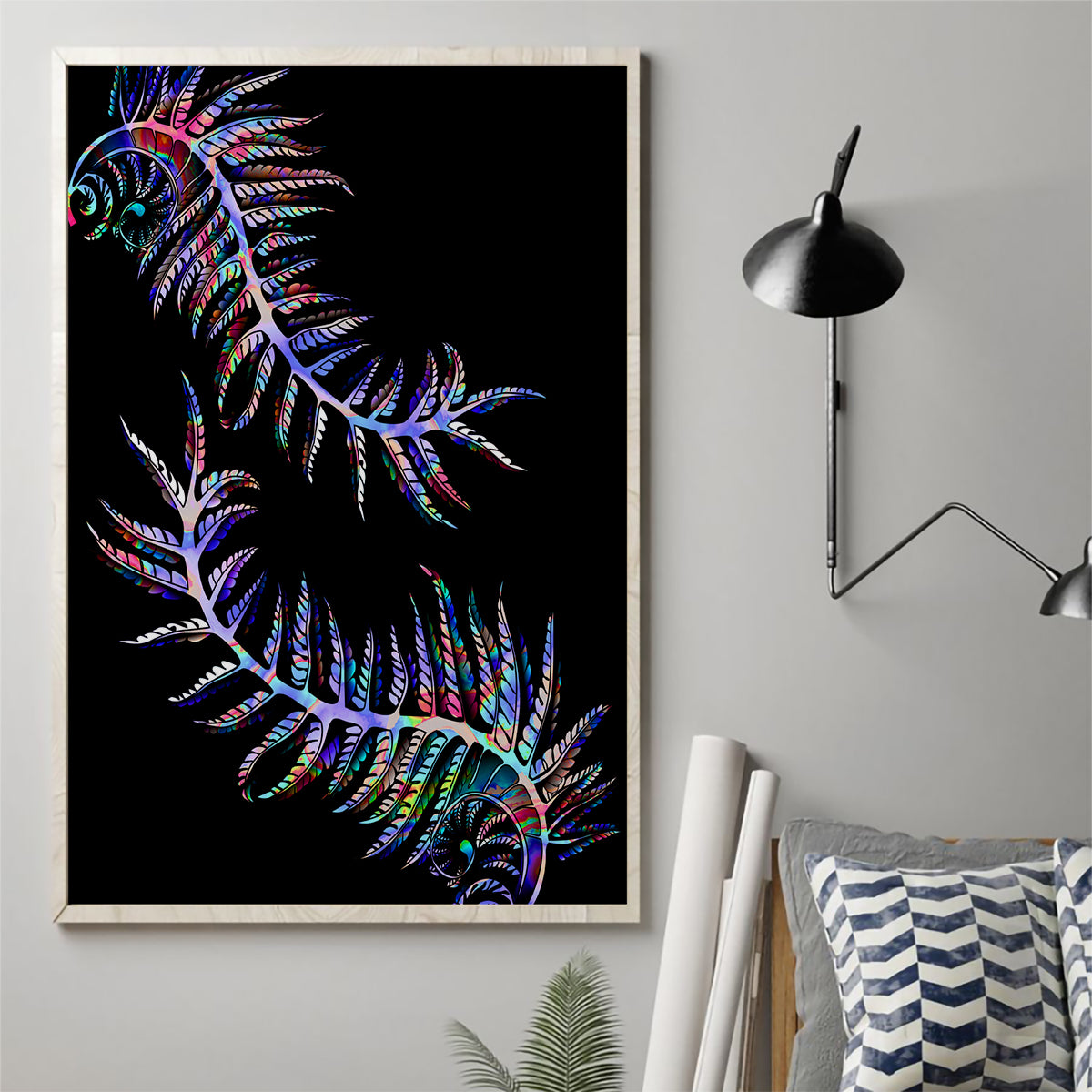 new-zealand-canvas-wall-art-aotearoa-silver-fern-mixed-papua-shell-purple-vibe