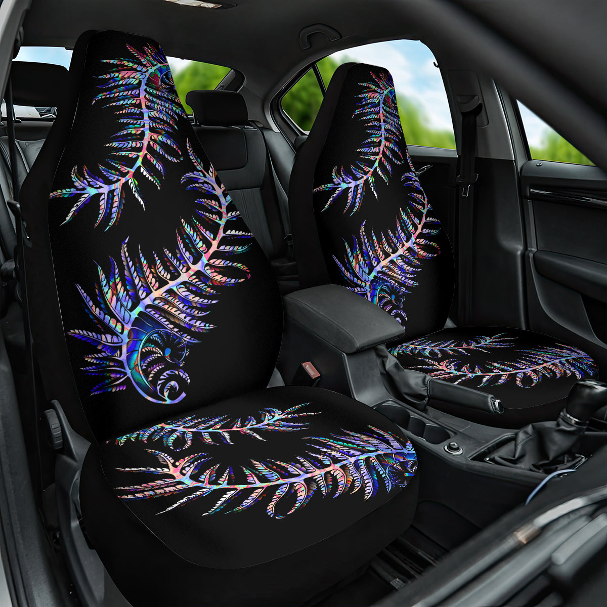 New Zealand Car Seat Cover Aotearoa Silver Fern Mixed Papua Shell Purple Vibe - Vibe Hoodie Shop