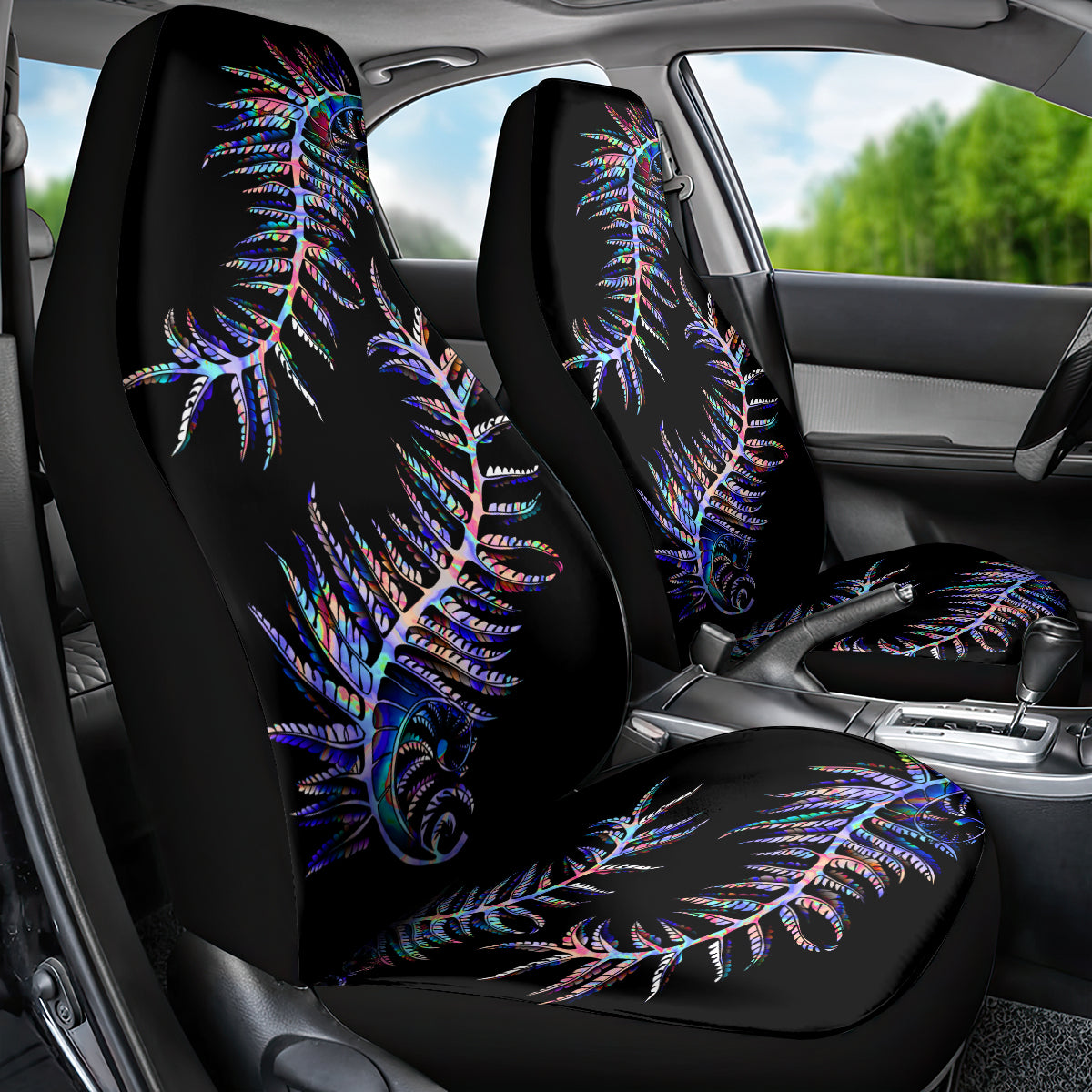 New Zealand Car Seat Cover Aotearoa Silver Fern Mixed Papua Shell Purple Vibe - Vibe Hoodie Shop